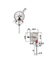 Electric Contact Thermometers for Bottom Mounted Capillaries Connection