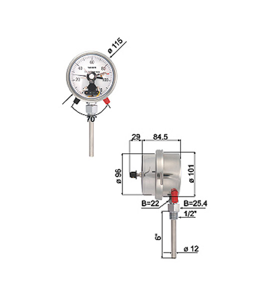 Electric Contact Thermometers for Bottom Mounted Capillaries Connection