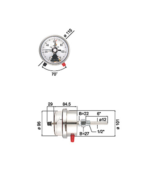 Electric Contact Thermometers for Back Mounted Capillaries Connection